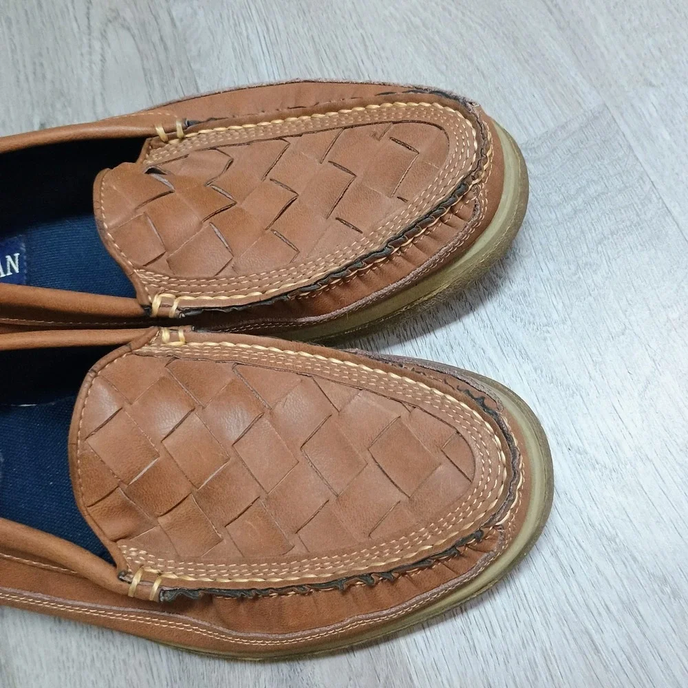 Freeman Brown Woven Loafer Leather Port 4994 Rubber Sole Size 10